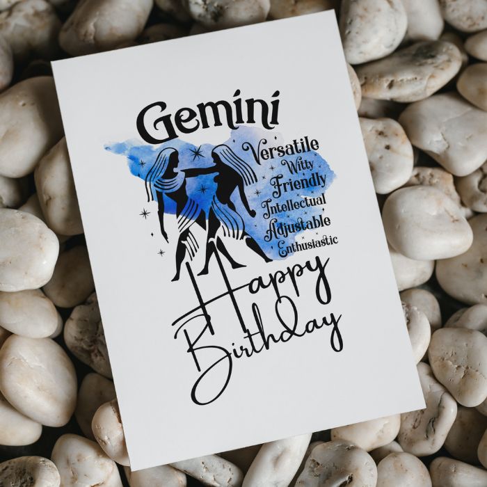 Gemini Printable Birthday Card