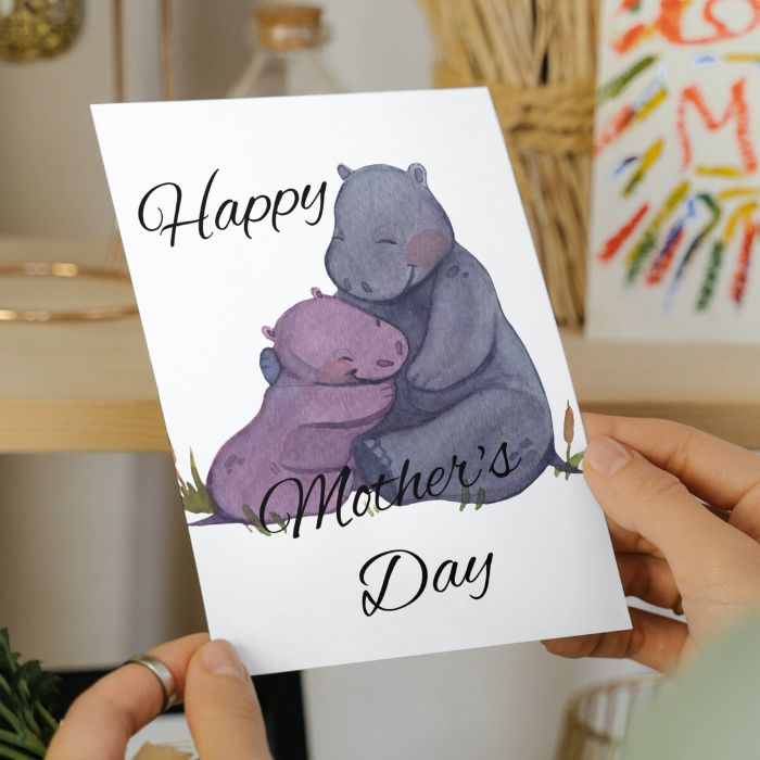 Happy Mother's Day Card Hippo Love