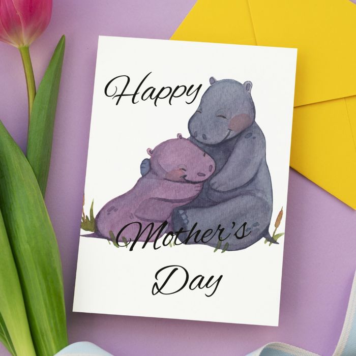 Happy Mother's Day Card Hippo Love