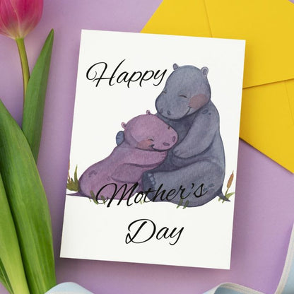 Happy Mother's Day Card Hippo Love