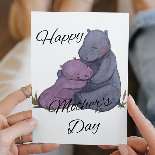 Happy Mother's Day Card Hippo Love