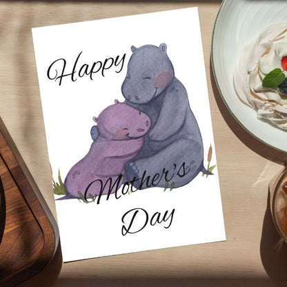 Happy Mother's Day Card Hippo Love