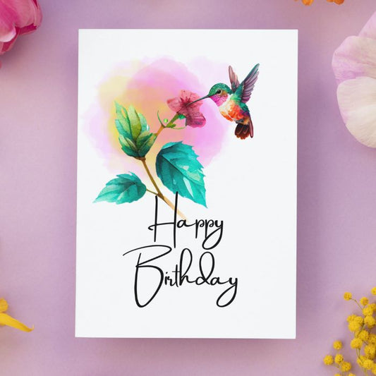 Cute Hummingbird Printable Birthday Card #2