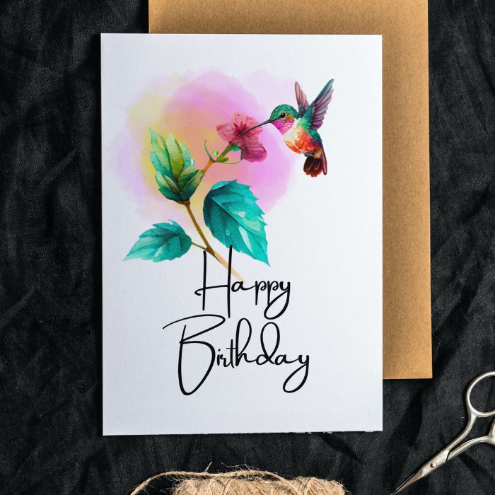 Cute Hummingbird Printable Birthday Card #2