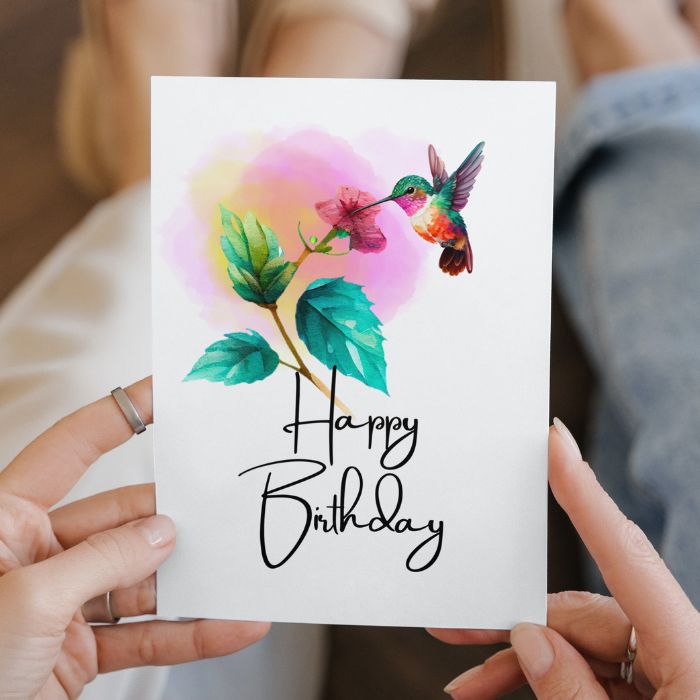 Cute Hummingbird Printable Birthday Card #2