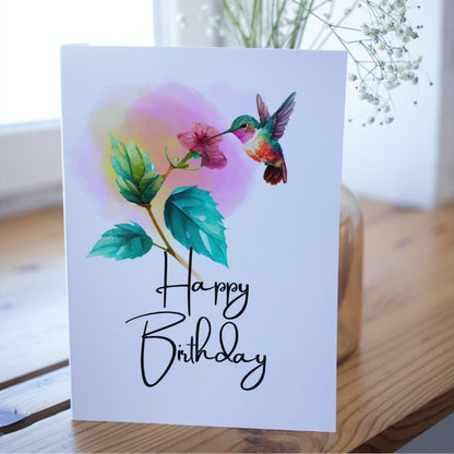 Cute Hummingbird Printable Birthday Card #2