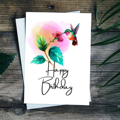 Cute Hummingbird Printable Birthday Card #2