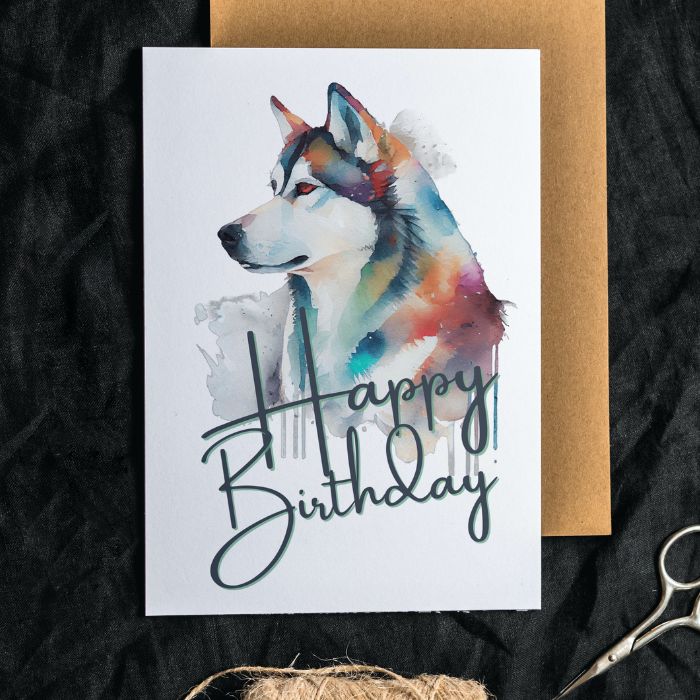 Husky Printable Birthday Card