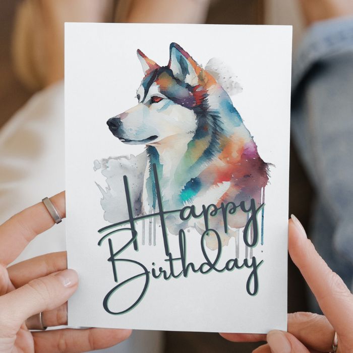 Husky Printable Birthday Card