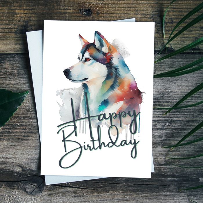 Husky Printable Birthday Card