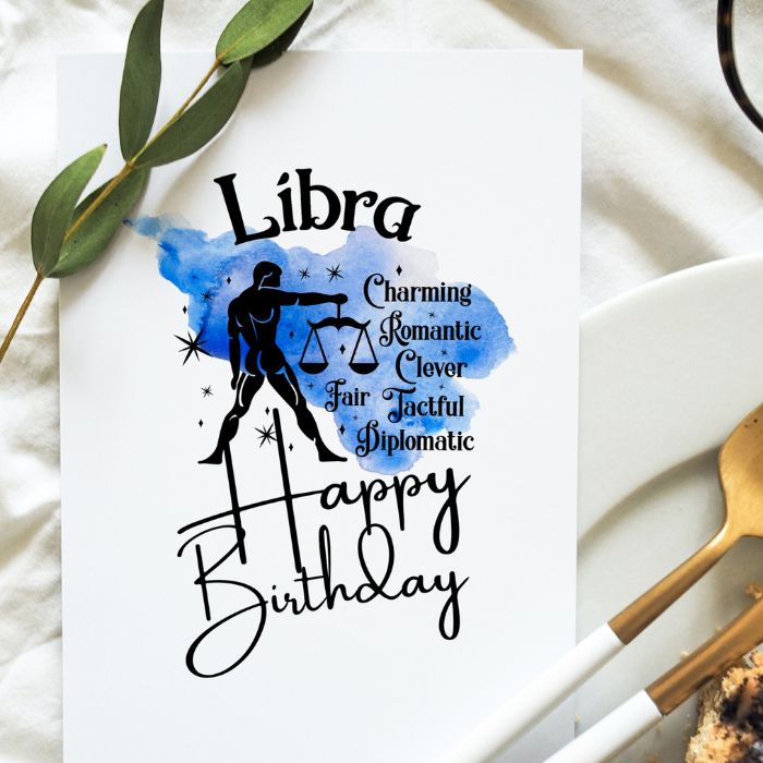 Libra Printable Birthday Card