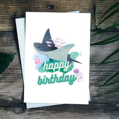 Manta Ray Printable Birthday Card - Ocean Birthday