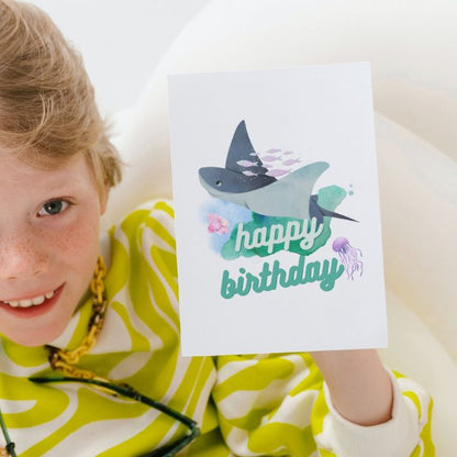 Manta Ray Printable Birthday Card - Ocean Birthday