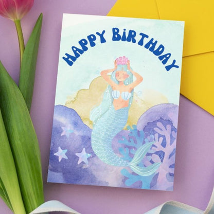 Mermaid Printable Birthday Card #2 - Ocean Birthday