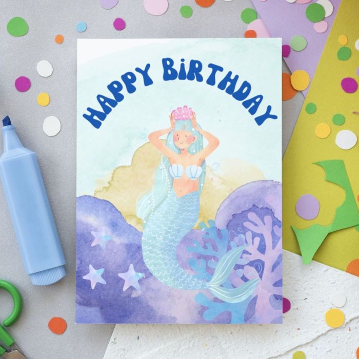 Mermaid Printable Birthday Card #2 - Ocean Birthday