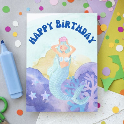 Mermaid Printable Birthday Card #2 - Ocean Birthday