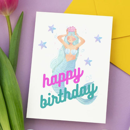 Mermaid Printable Birthday Card