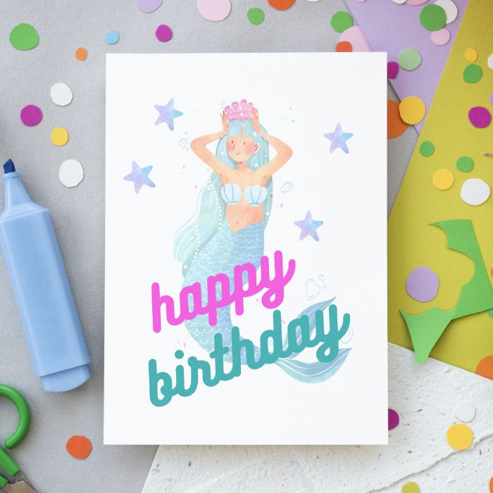 Mermaid Printable Birthday Card