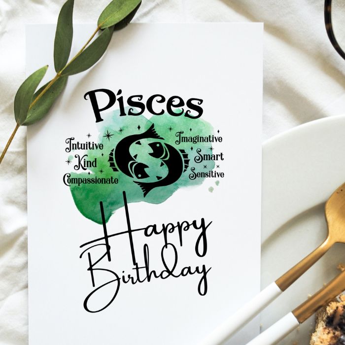 Pisces Printable Birthday Card