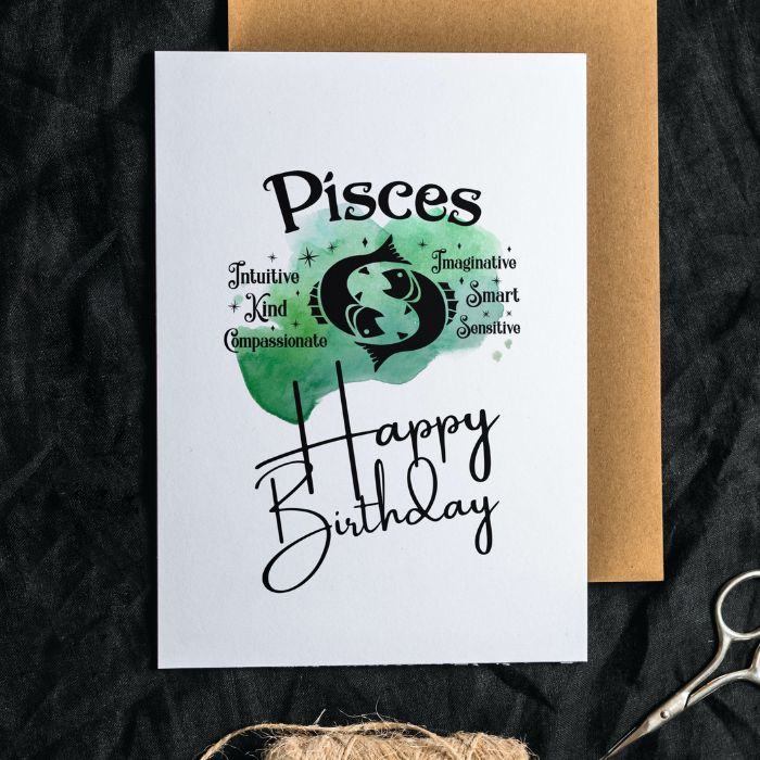 Pisces Printable Birthday Card