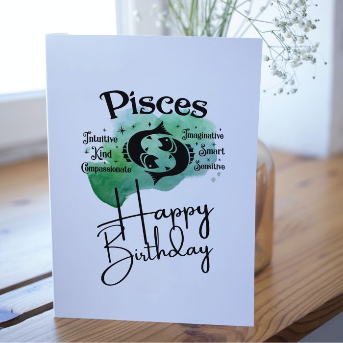 Pisces Printable Birthday Card