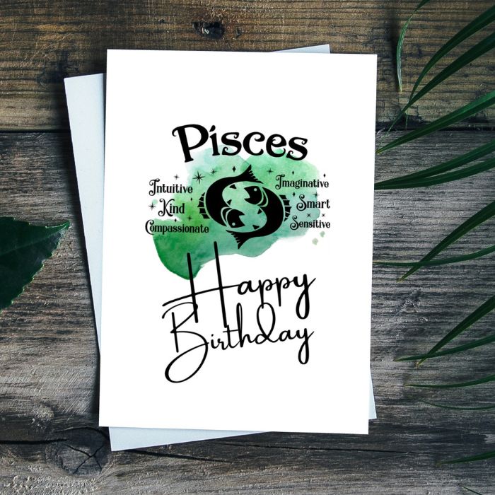 Pisces Printable Birthday Card