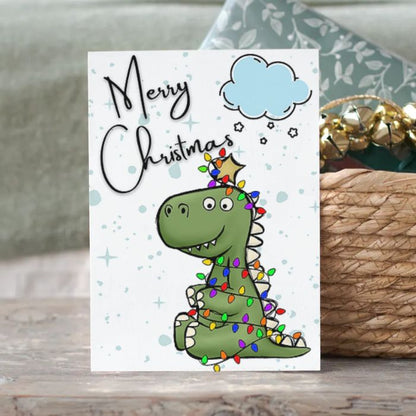 Rainbow LGBTQ Merry Christmas Card Tree Rex