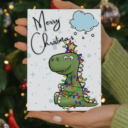 Rainbow LGBTQ Merry Christmas Card Tree Rex