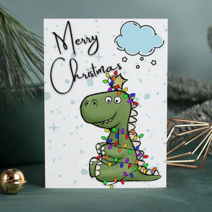 Rainbow LGBTQ Merry Christmas Card Tree Rex