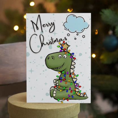 Rainbow LGBTQ Merry Christmas Card Tree Rex