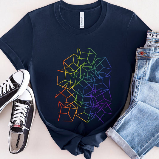 Subtle Rainbow Pride Shirt 3D Cubic Design