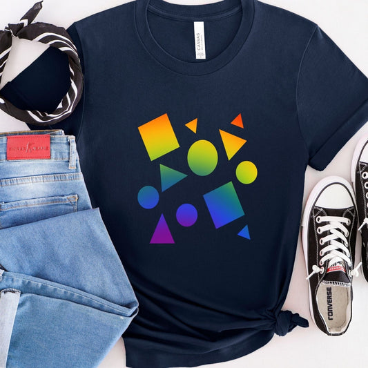Rainbow Pride Shirt Geometric Forms