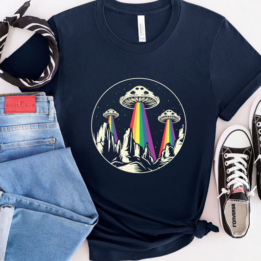 Rainbow Pride Shirt Alien Abduction UFO