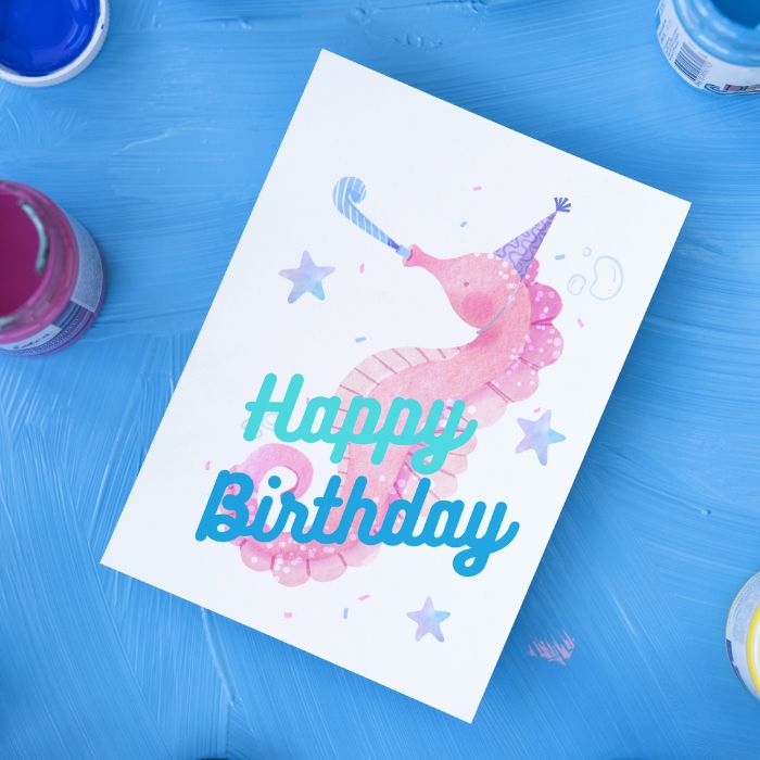 Happy Birthday Card Seahorse