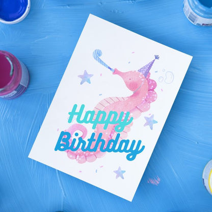 Happy Birthday Card Seahorse