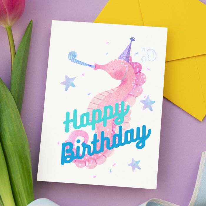 Happy Birthday Card Seahorse