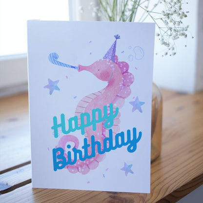 Happy Birthday Card Seahorse