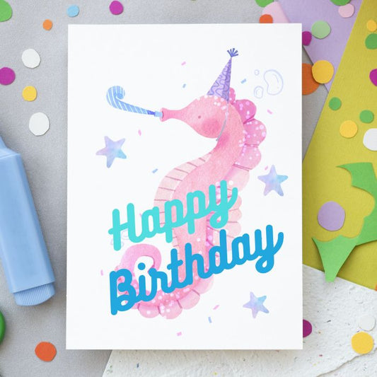 Happy Birthday Card Seahorse