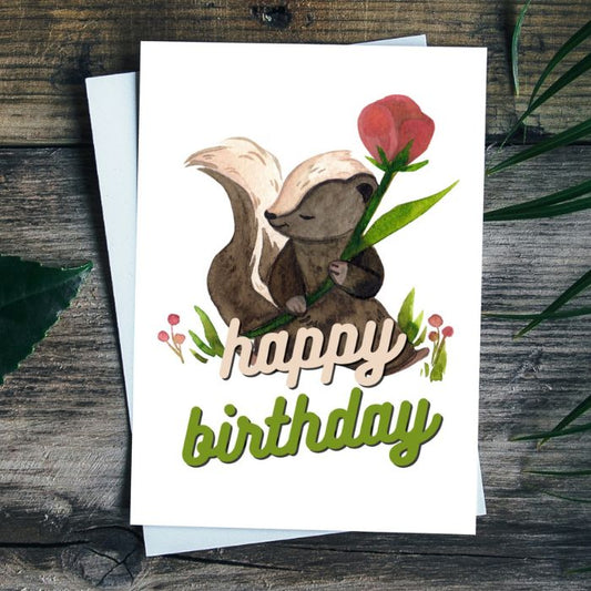 Skunk Happy Birthday Card