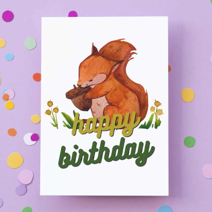 Squirrel Happy Birthday Card