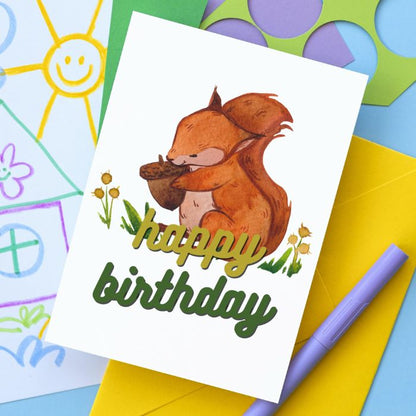 Squirrel Happy Birthday Card