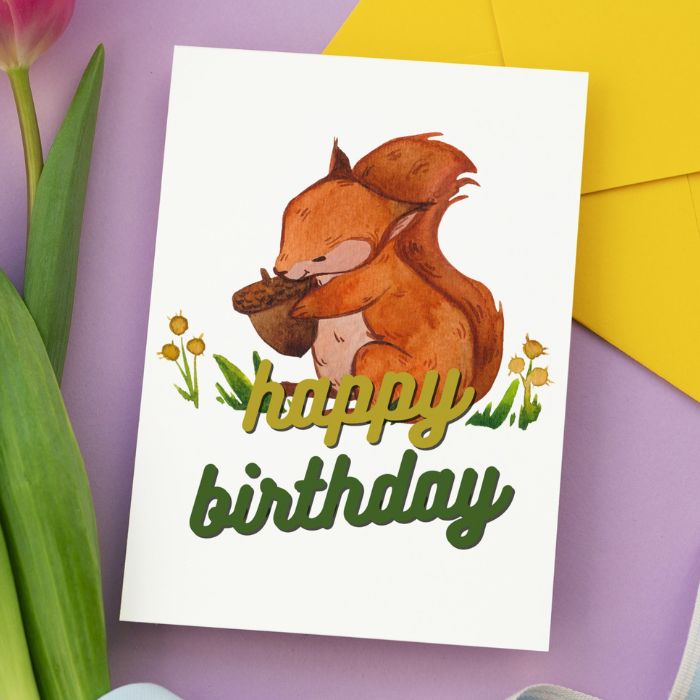 Squirrel Happy Birthday Card