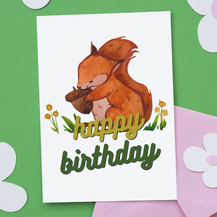 Squirrel Happy Birthday Card