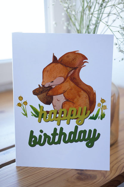 Squirrel Happy Birthday Card