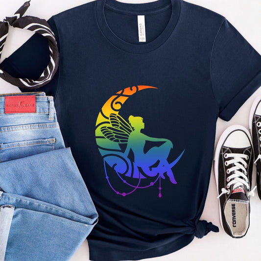 Rainbow Pride Shirt Fairy On Moon