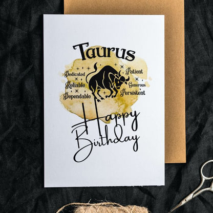 Taurus Printable Birthday Card