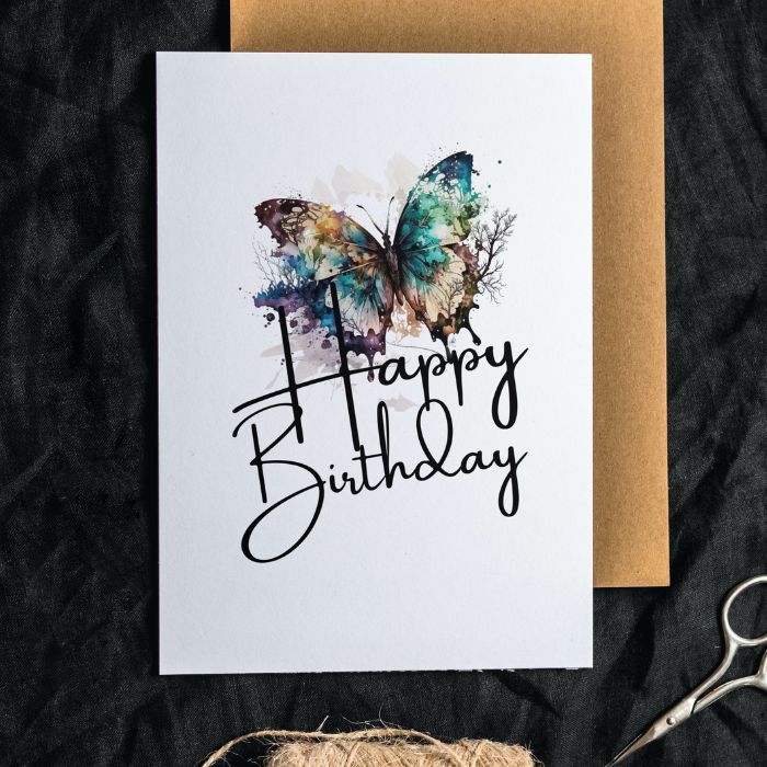 Teal Butterfly Printable Birthday Card
