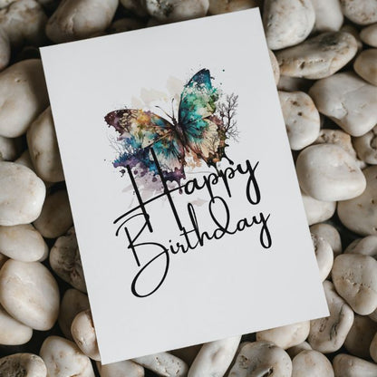 Teal Butterfly Printable Birthday Card