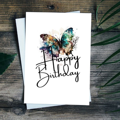 Teal Butterfly Printable Birthday Card