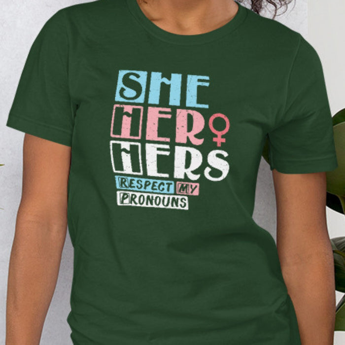 Trans Pride Shirt She Her Hers Pronouns